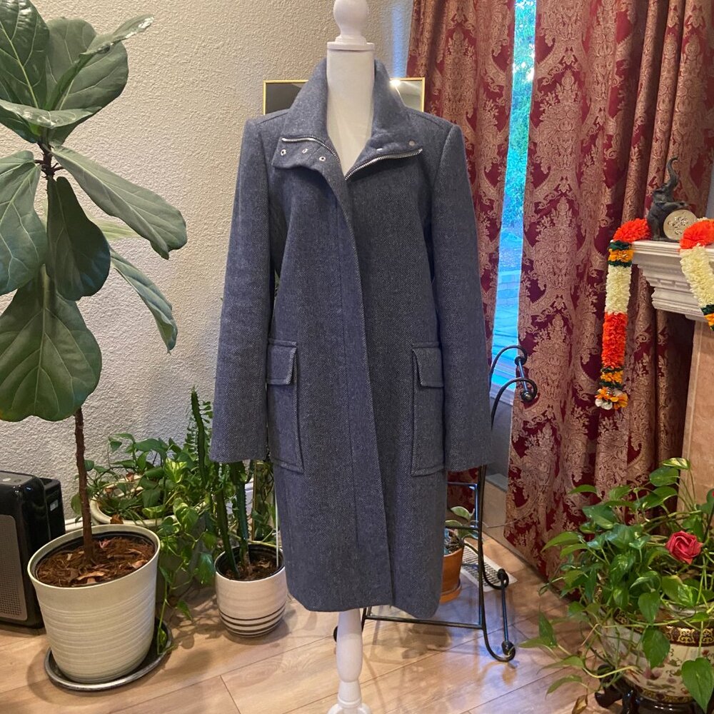 Blue herringbone wool Theory coat